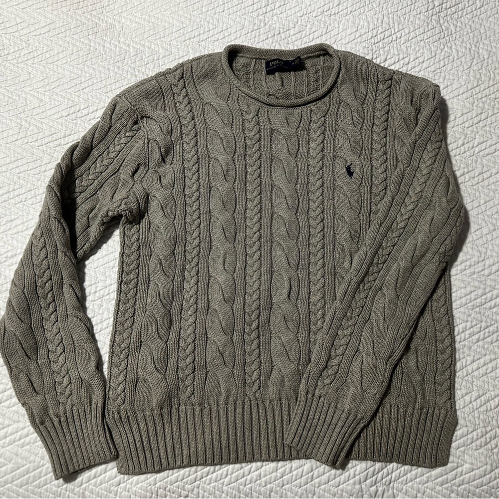 Polo Ralph Lauren Grey Chunky Cable Knit Sweater
